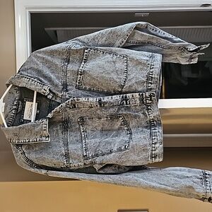 Women's Black Denim Cropped Jacket XL